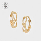 14k ribbon line one touch ring earrings (1pair) - 4MiLi (フォーミリ)
