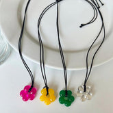 アクリル フラワー レザー ネックレス (4Color) - 4MiLi (フォーミリ)