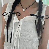 サテンミニリボン ヘアゴム&ヘアクリップ (6color/2type) バレエコア ジェニースタイル - 4MiLi (フォーミリ)