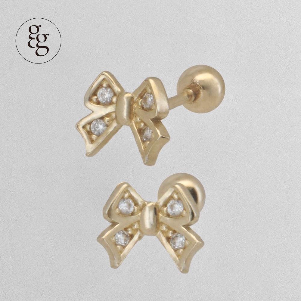 14k merry ribbon cubic piercing 21G - 4MiLi (フォーミリ)