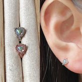 ต่างหูแหวนลูกบาศก์หัวใจมินิ AB 18G (1mm)