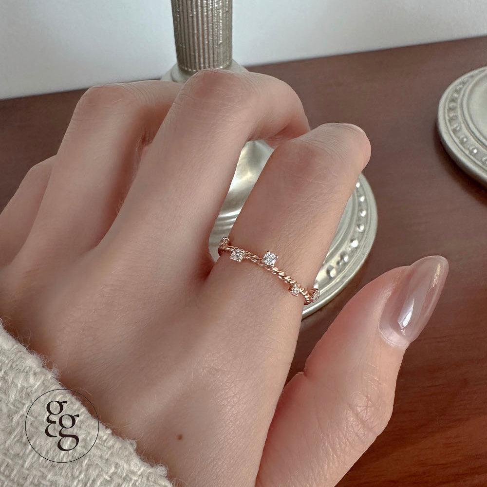 14k unbalance cubic ring (3Color) - 4MiLi (フォーミリ)