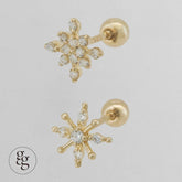 14k snowflake piercing earrings 21G