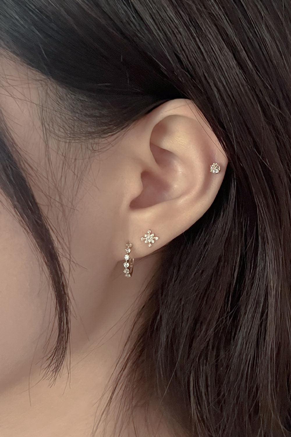 14k snowflake piercing earrings 21G