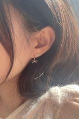 14k ribbon drop one touch earrings (1 pair) - 4MiLi (フォーミリ)