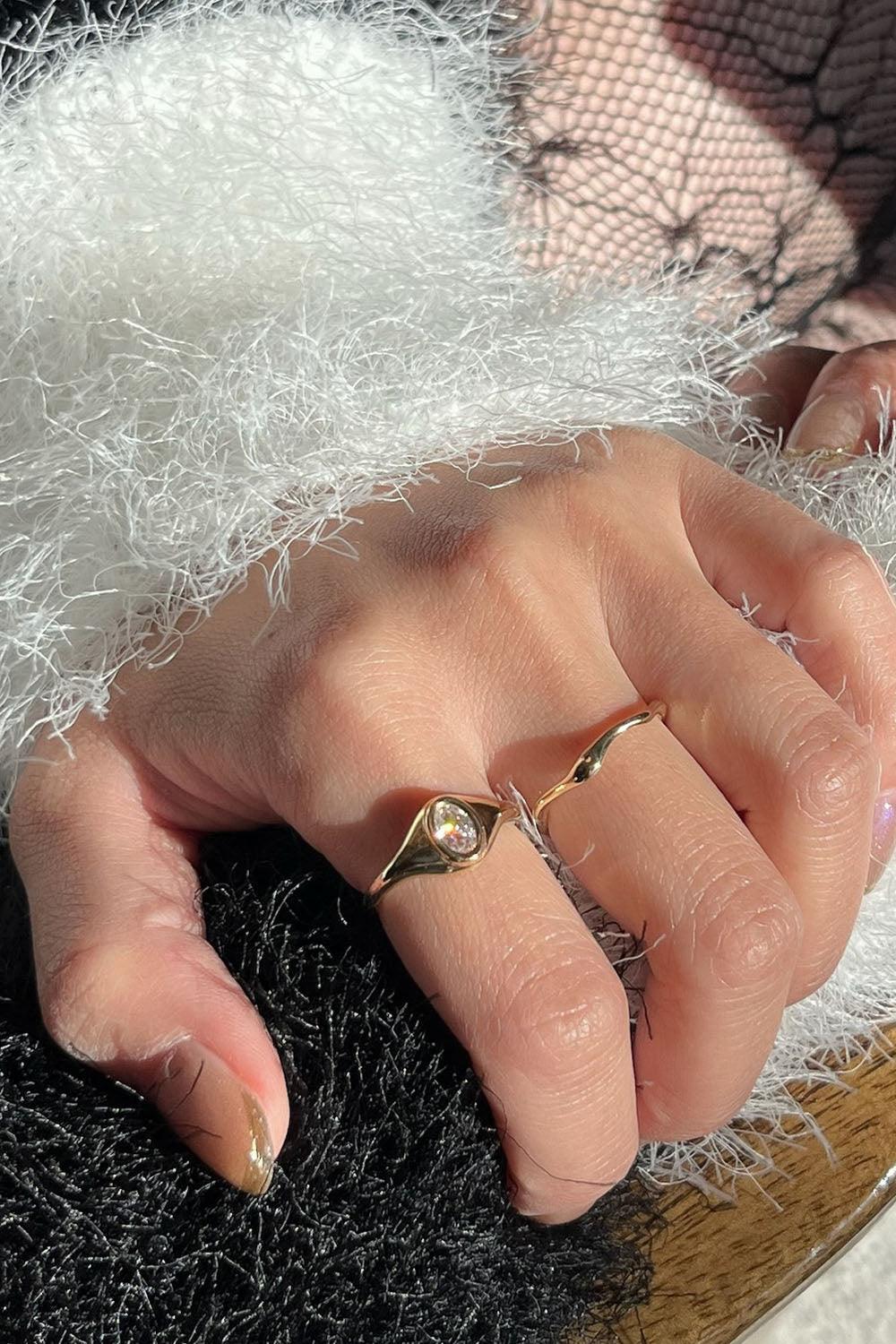 14k cubic oval bold ring - 4MiLi (フォーミリ)