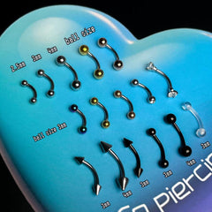 เจาะคิ้วด้วยบาร์เบลรูปกล้วยเหล็กผ่าตัด 16G