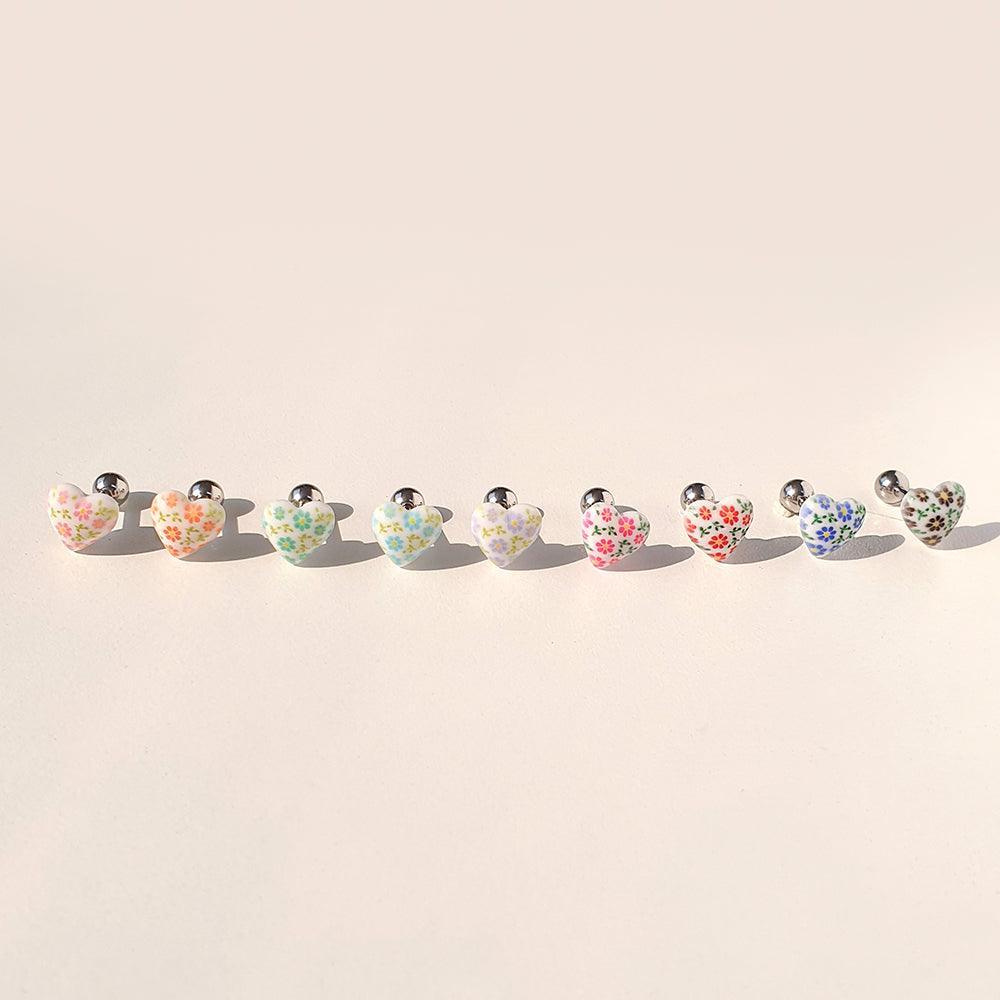 フラワーパターンハート ピアッシング (9Color) - 4MiLi (フォーミリ)