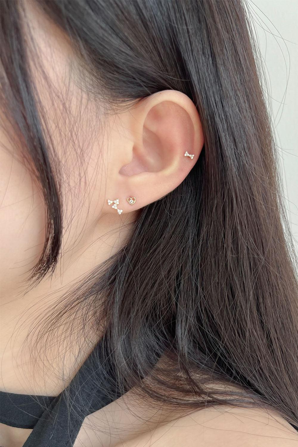 14k cubic bow ribbon piercing (2type) 20G - 4MiLi (フォーミリ)