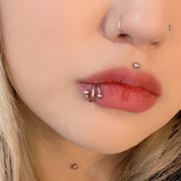 แหวนเจาะปากดีไซน์เส้นคู่ (5แบบ) เจาะร่างกาย 16G