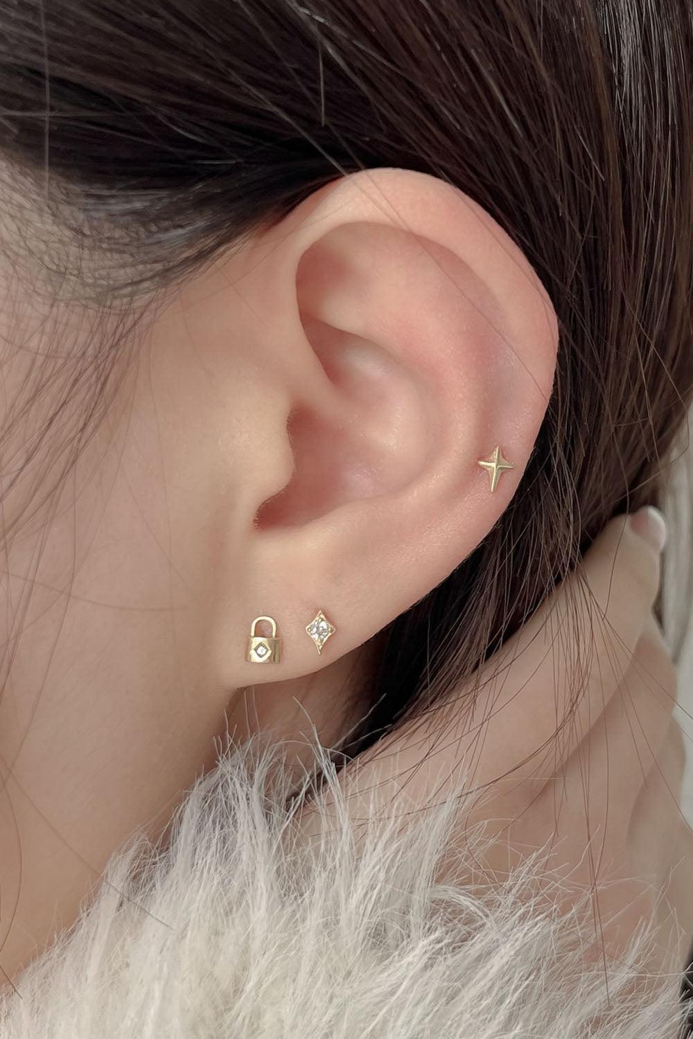 14k flash lock piercing (3Color) 21G - 4MiLi (フォーミリ)