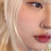 【リップピアス】ダブルラインキュービックリング オールサージカルステンレス (2Type) 唇ピアス ボディピアス 16G