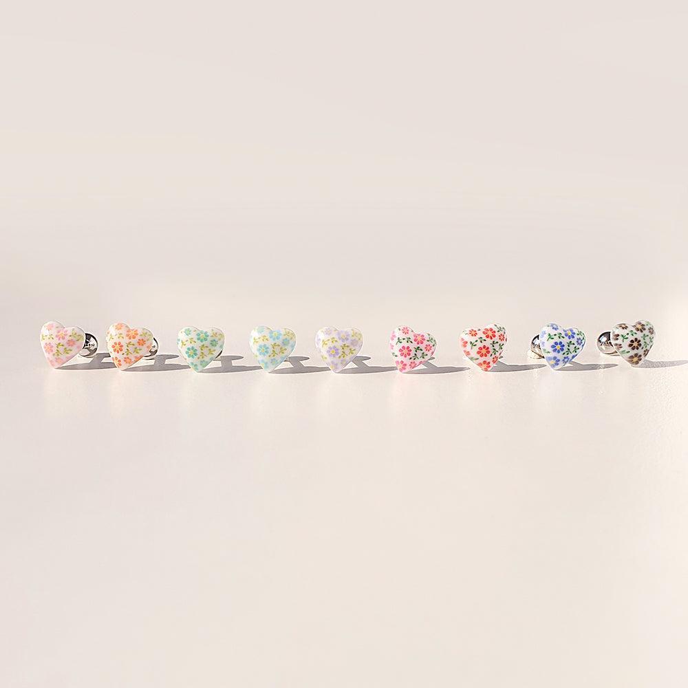 フラワーパターンハート ピアッシング (9Color) - 4MiLi (フォーミリ)