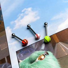 14G Pink Pistol Motif Gun Handgun Belly Button Piercing Banana Barbell