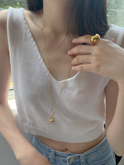 silver925 silver ball long necklace (2color) - 4MiLi (フォーミリ)