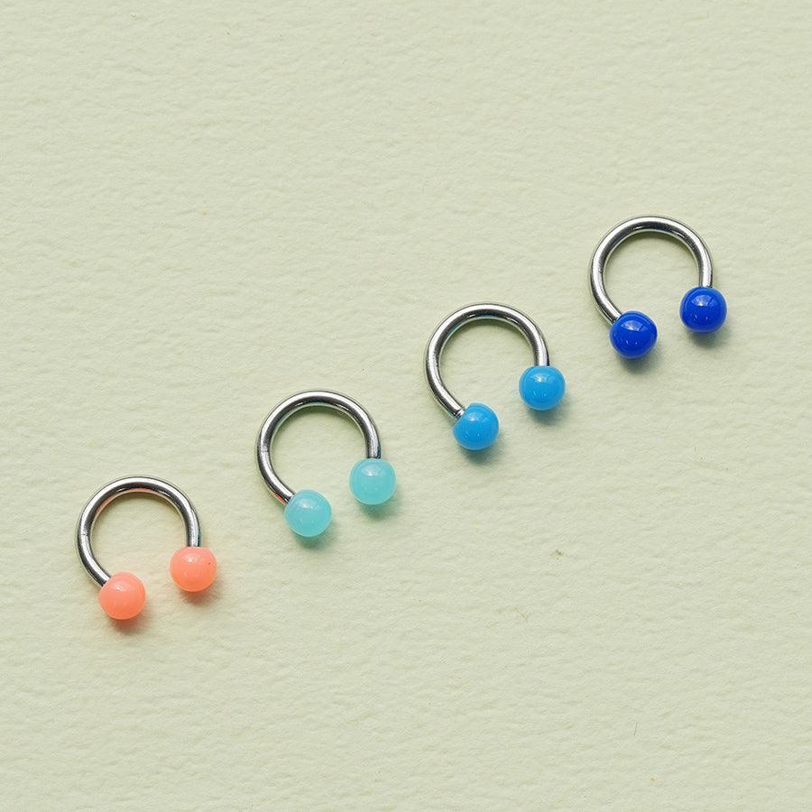 カラーアクリル サーキュラーバーベル ピアッシング(12Color) 16G - 4MiLi (フォーミリ)