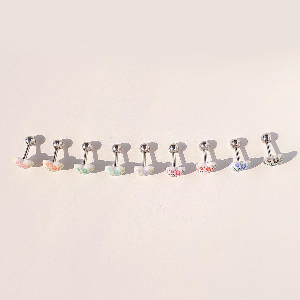 フラワーパターンハート ピアッシング (9Color) - 4MiLi (フォーミリ)