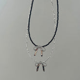 シャイニング ビーズ リボン ネックレス (2color) - 4MiLi (フォーミリ)