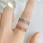 ハート キュービック チェーン リング (2Color) - 4MiLi (フォーミリ)