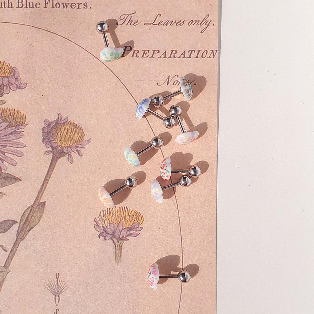 フラワーパターンハート ピアッシング (9Color) - 4MiLi (フォーミリ)