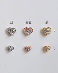 クリスタル ハート(ピアス/ピアッシング) 3 color / 2 size - 4MiLi (フォーミリ)