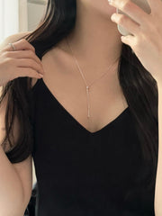 Ribbon Slide Snake Chain Necklace (2Colors) 2WAY