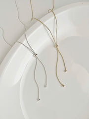 Ribbon Slide Snake Chain Necklace (2Colors) 2WAY