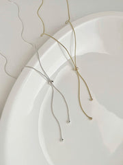 Ribbon Slide Snake Chain Necklace (2Colors) 2WAY