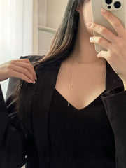 Ribbon Slide Snake Chain Necklace (2Colors) 2WAY