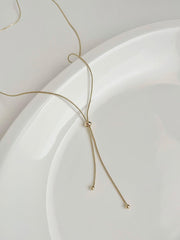 Ribbon Slide Snake Chain Necklace (2Colors) 2WAY