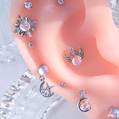 ルミナスオーロラ ウィングドームピアス (5Type) 16G 天使の翼 ジュエルボディピアス オーロラストーン サージカルステンレス