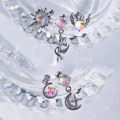 ルミナスオーロラ ウィングドームピアス (5Type) 16G 天使の翼 ジュエルボディピアス オーロラストーン サージカルステンレス