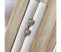 Mini AB Heart Cubic Ring Earrings 18G (1mm)