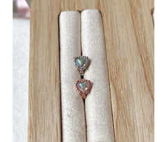 Mini AB Heart Cubic Ring Earrings 18G (1mm)