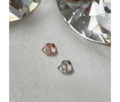 Mini AB Heart Cubic Ring Earrings 18G (1mm)