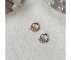 Mini AB Heart Cubic Ring Earrings 18G (1mm)