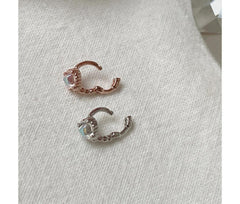 Mini AB Heart Cubic Ring Earrings 18G (1mm)