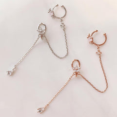 ピンク原石 花 蝶 チェーン イヤーカフ (2Color) - 4MiLi (フォーミリ)