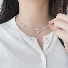 パステル ビーズ ハート 原石 ドロップ ネックレス (3Color) - 4MiLi (フォーミリ)