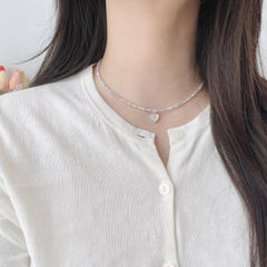 パステル ビーズ ハート 原石 ドロップ ネックレス (3Color) - 4MiLi (フォーミリ)