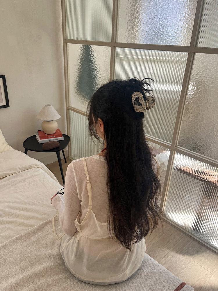 ラブリー リボン ハート ヘアクリップ(3color) - 4MiLi (フォーミリ)