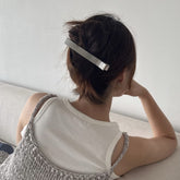 スクエアメタル シルバー ヘアクリップ(3タイプ)