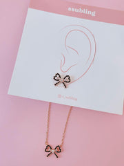 ブラック キュービック リボン ネックレス (2Color) - 4MiLi (フォーミリ)