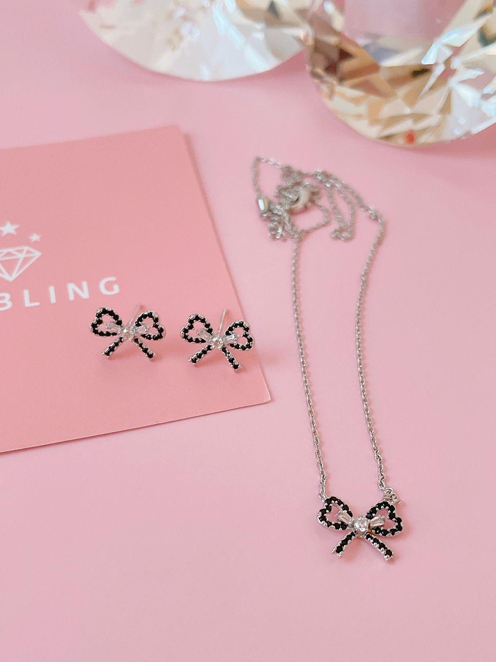 ブラック キュービック リボン ネックレス (2Color) - 4MiLi (フォーミリ)