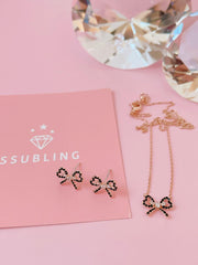 ブラック キュービック リボン ネックレス (2Color) - 4MiLi (フォーミリ)