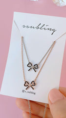 ブラック キュービック リボン ネックレス (2Color) - 4MiLi (フォーミリ)