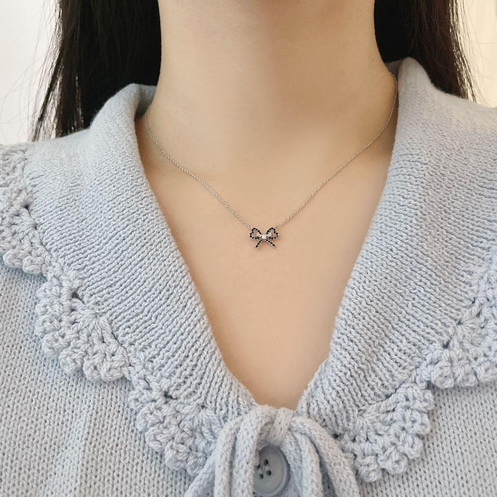 ブラック キュービック リボン ネックレス (2Color) - 4MiLi (フォーミリ)