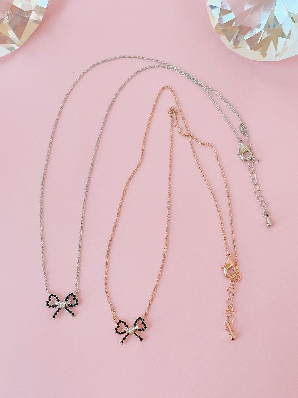 ブラック キュービック リボン ネックレス (2Color) - 4MiLi (フォーミリ)