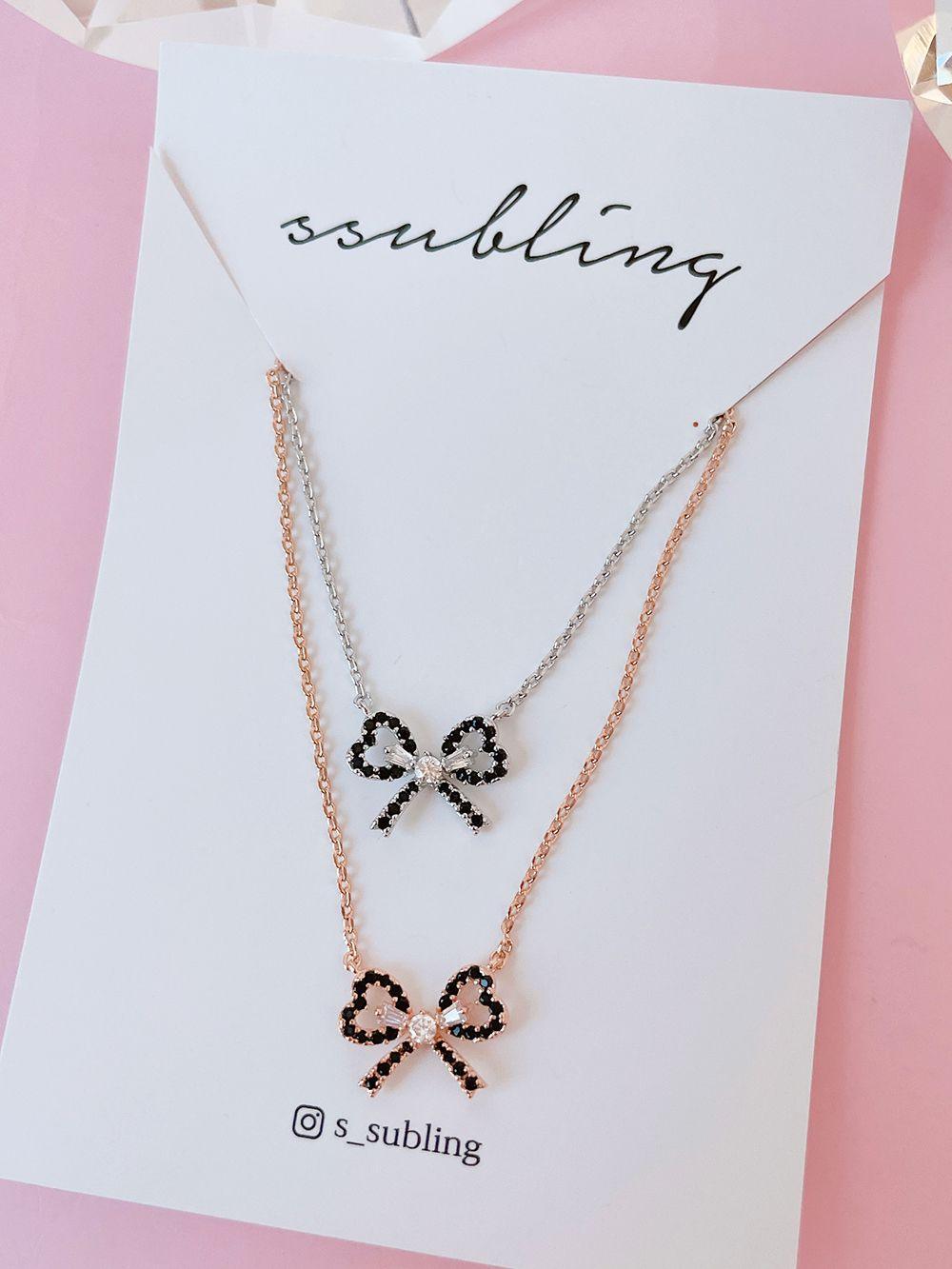 ブラック キュービック リボン ネックレス (2Color) - 4MiLi (フォーミリ)