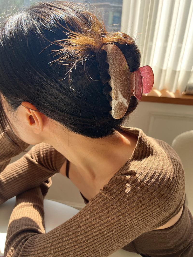グリッター パール 半月 ヘアクリップ (6color) - 4MiLi (フォーミリ)